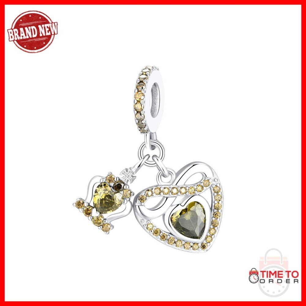 925 Sterling Silver Infinity Heart Dangle Charm for Bracelets and Necklaces